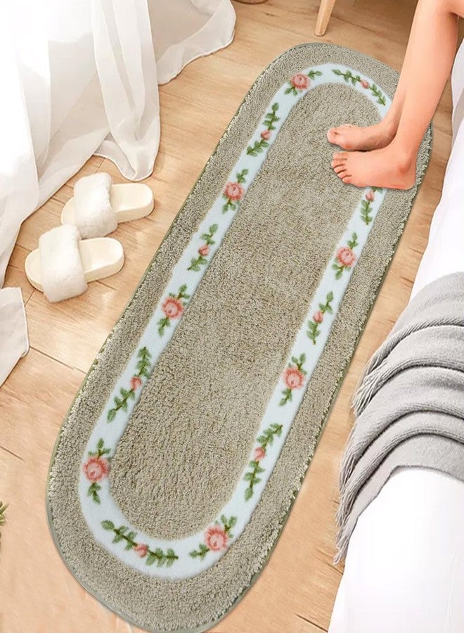 ABREEZE Rose Rug Super Soft Bathroom Floral Rug Non Slip Bedside Kitchen Mat Shaggy Doormat Carpet Absorbent Shower Oval Area Rug for Living Room Bedroom 17.71x49.21 Inch Coffee - Image 5